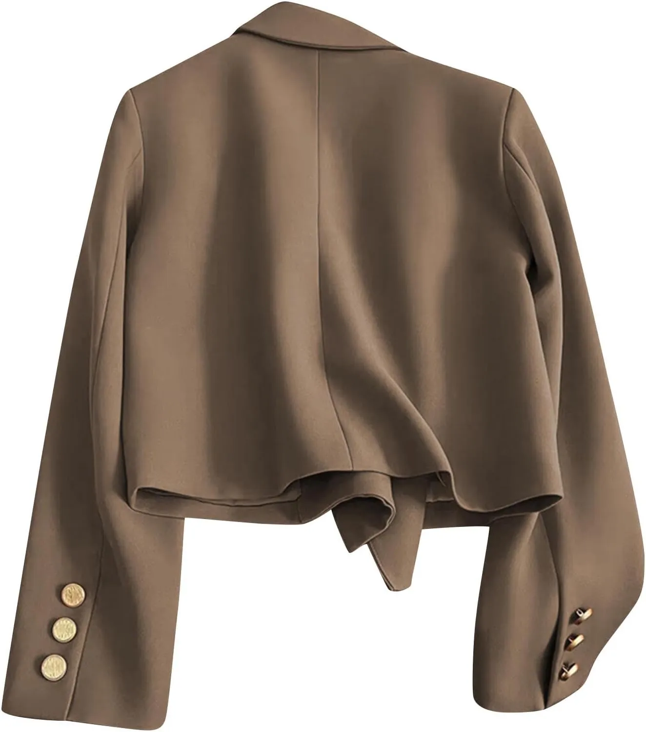 Women Double Breasted Cropped Blazer with Lined Business Work Lapel Open Front Long Sleeve Suit Jackets with Pockets