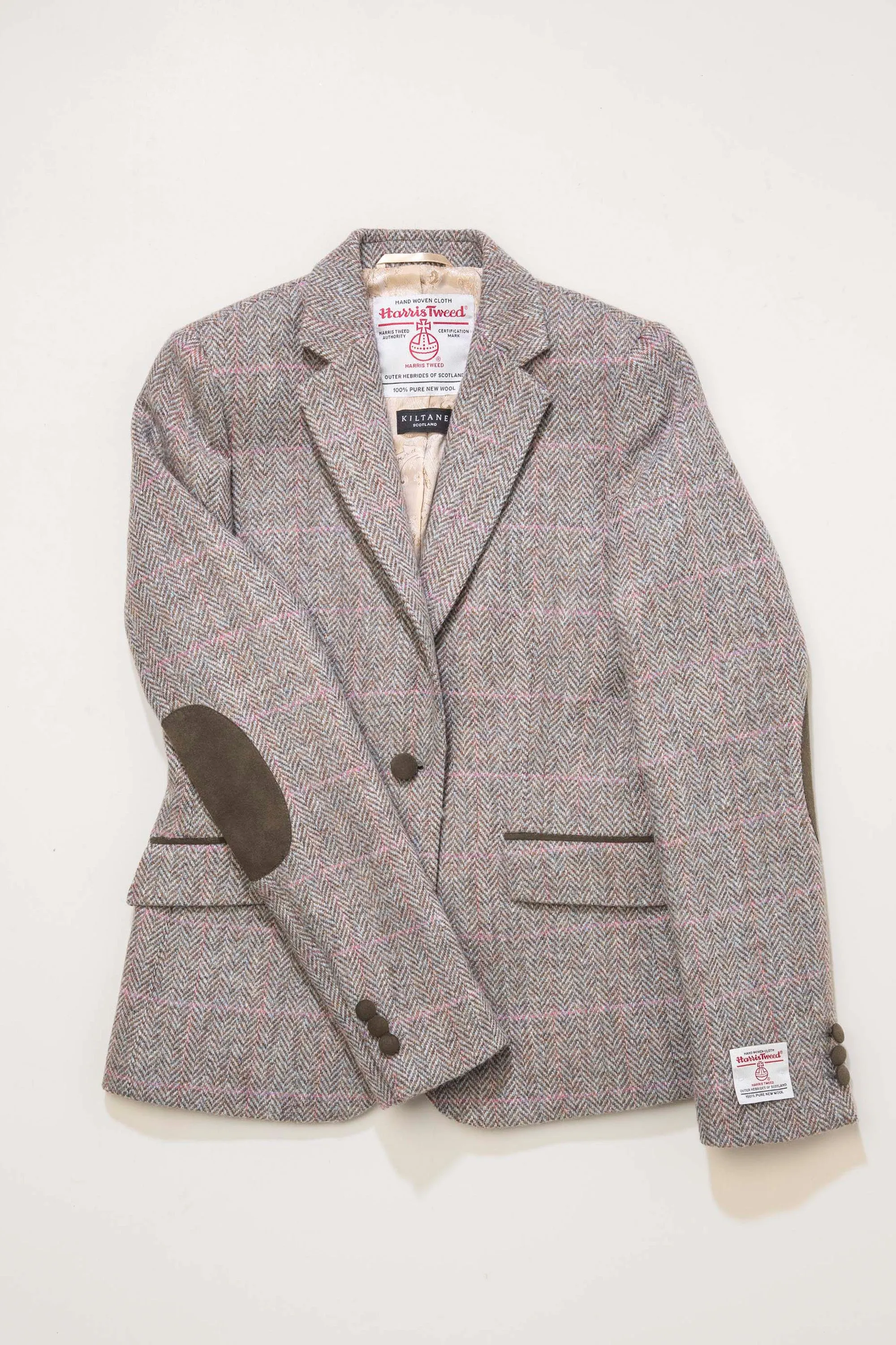 Women's Harris Tweed Janice Blazer - Blue Beige Pink Windowpane